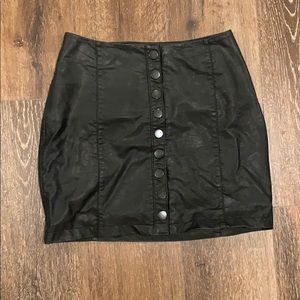 Free People - Faux Leather Button Up Skirt